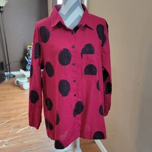 Red Cotton Top with Classic Stitch Detailing